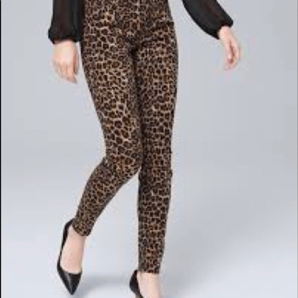 NWT White House Black Market leopard skinny ankle pants sz 8